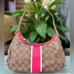 Coach Pink Striped Demi Satchel